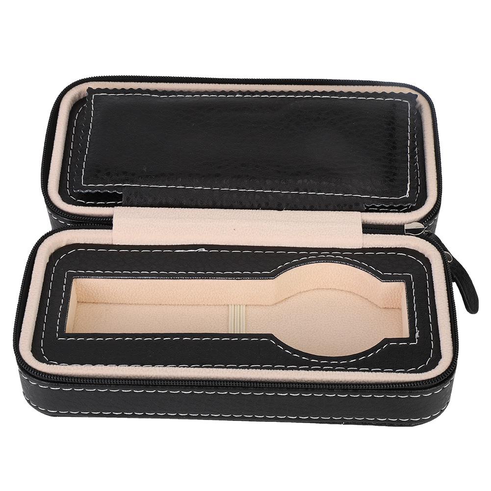 

2Grids Портативный дорожный ящик для хранения часов из искусственной кожи с застежкой-молнией, черный