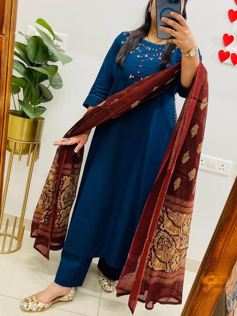 Indian Women Bollywood Cotton Kurti Salwar Suit Party Wear Designer Salwar Kameez Set