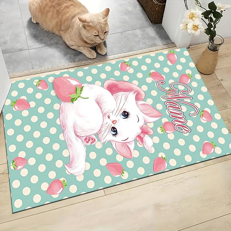 Custom Name Cheshire Cat Hearts Theme Carpet Rug Customizable Soft Washable Anti-Slip Home Living Room Sofa Mats Personalized Rug. 0909416