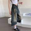 Damen Übergröße Hohe Taille Weites Bein Retro Jeans