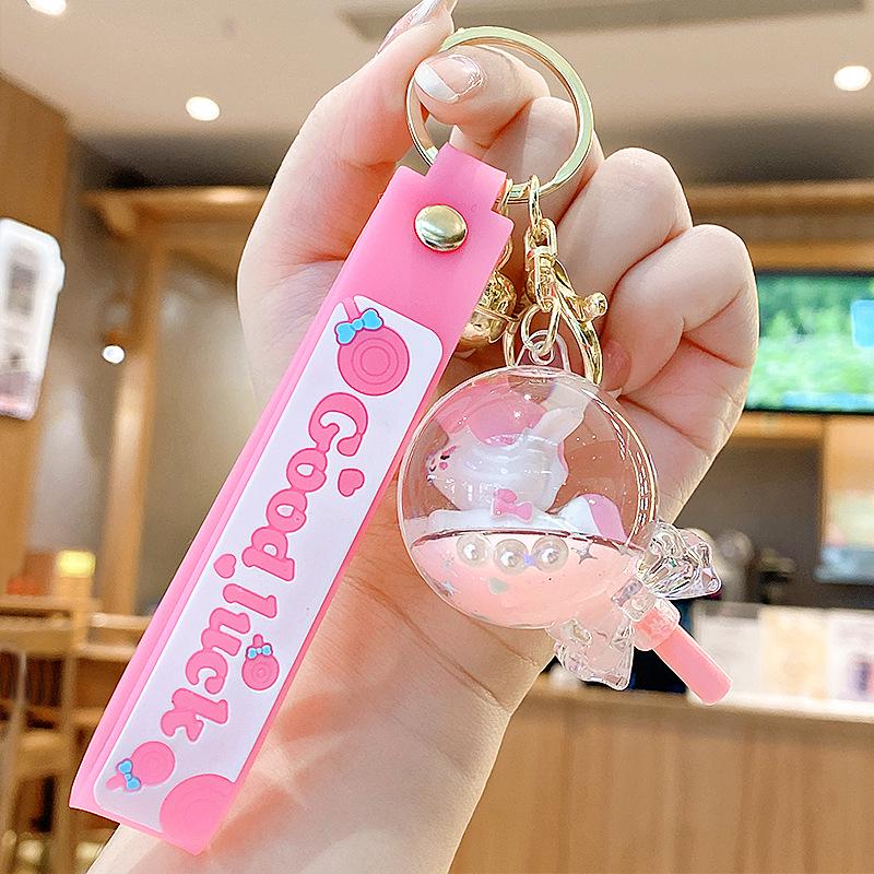 Purple Star Liquid Quicksand Keychain with Cherry Blossom Oil-Filled Pendant - Cute 3D Backpack Charm for Women