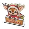 Christmas Kitchen Decor Wooden Napkin Holder, Gingerbread Man And Deer Design, Holiday Party Countertop Organizer Decorative Vertical Paper