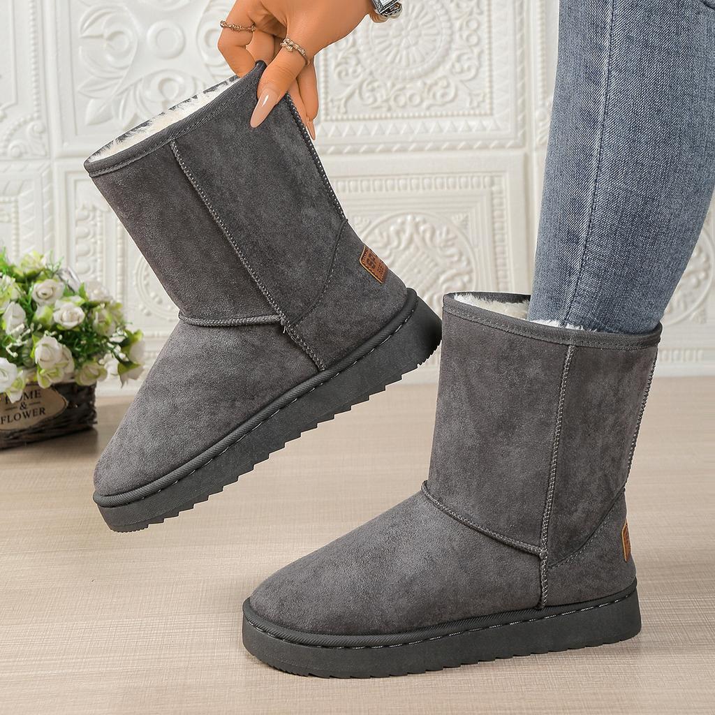 Mid Calf Snow Boots Women Waterproof Warm Platform Boots Large Size Winter Slip On Flat Casual Woman Booties