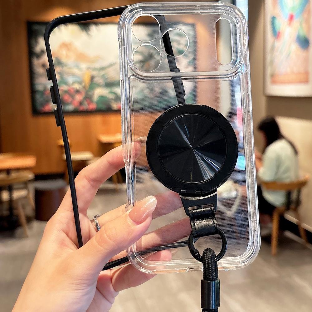 Bumper Clear Phone Case for iPhone 17 Pro Max 16 15 14 13 Pro 360 Ring Holder with Wrist Strap Shockproof Cover 16e 17 air 11