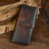 New Genuine Leather Men's Vintage Vintage Vintage Vintage Multi Slot Color Wiping Long Wallet with Top Layer Cowhide Handbag and Casual Wallet
