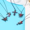 Trendy Gothic Girl Butterfly Heart Necklace with Zircon Pendant