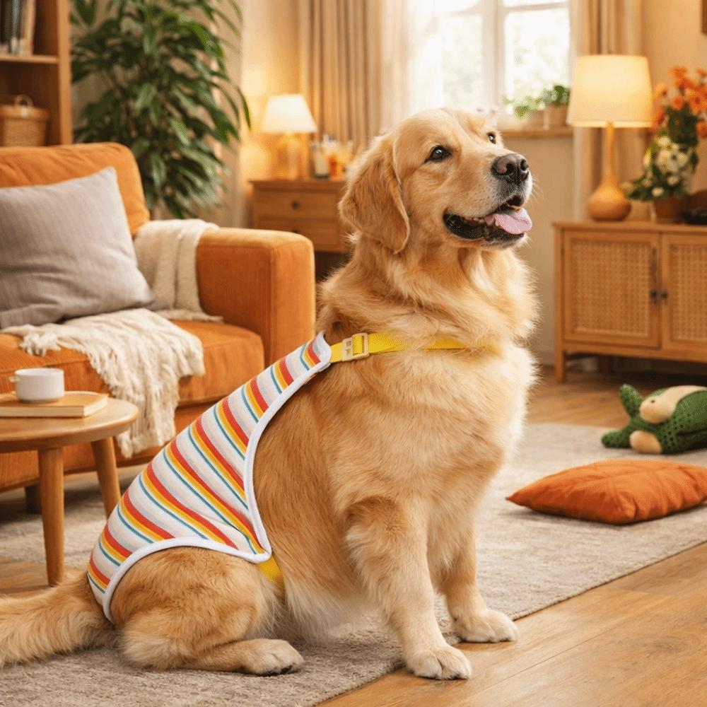 Adjustable Straps Female Dog Underwear Stripe Pet Safety Trousers Dog Underwear  Pet Heat Cycle