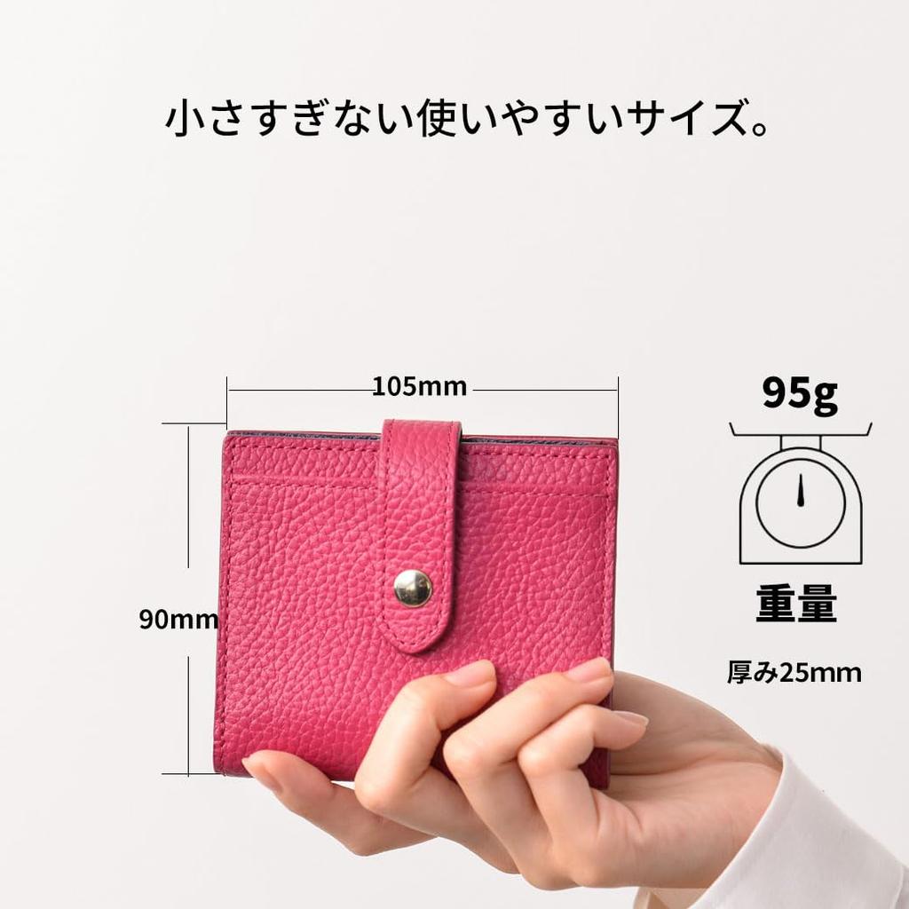 HAKATA NO MORI LEATHER Bifold Genuine Mini Popular Coin Skimming Easy to No Folding of Compact Wallet Women's Wallet, Leather, Wallet, Box-Shaped