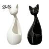 Desktop Succulents Holder Cute Cat-Shaped Sculpture, Hollow Out Ceramic Kitty Flower Pot with Smiling Face, Adorable Small Plant Drainage Decor & Home