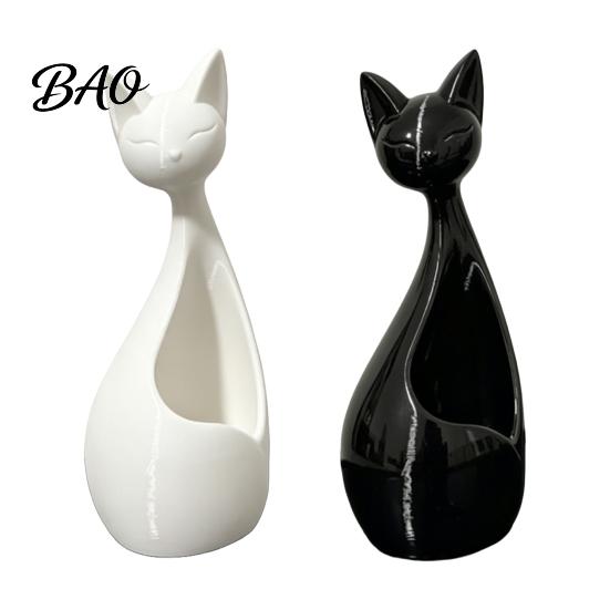 Desktop Succulents Holder Cute Cat-Shaped Sculpture, Hollow Out Ceramic Kitty Flower Pot with Smiling Face, Adorable Small Plant Drainage Decor & Home