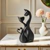 gold black Loving Couple Cats Kiss Dating Statue Couple Cats Statue Retro Heart Elements Animal Room Decoration Cat Sculpture