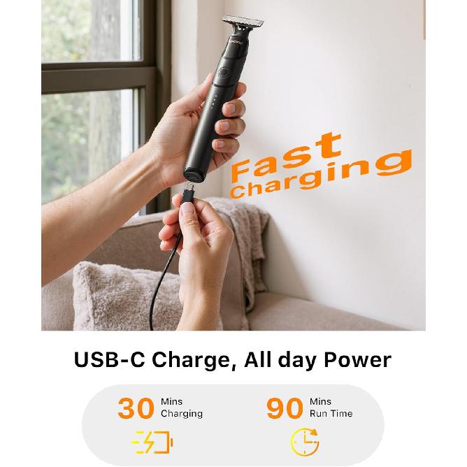 [2025 Upgraded Beard & Body Hair Trimmer for Men [All-in-One] USB-C Fast Charging, Groin & Ball Hair Painless Electric Shaver, Travel Razors,