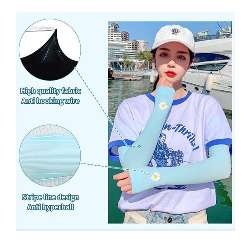 Daisy Sunscreen Ice Sleeve Female Ins Breathable Uv Arm Sleeve Male Ice Silk Sun