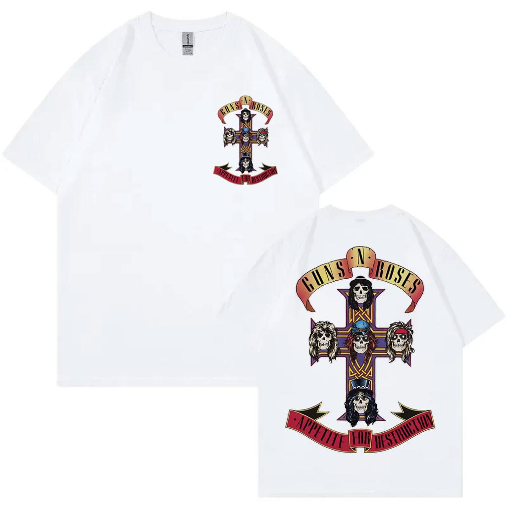 Guns N Roses Appetite for Destruction Album Graphic T Shirts Rock Hip Hop Short Sleeve Tshirt Men Women Casual Loose Tshirts