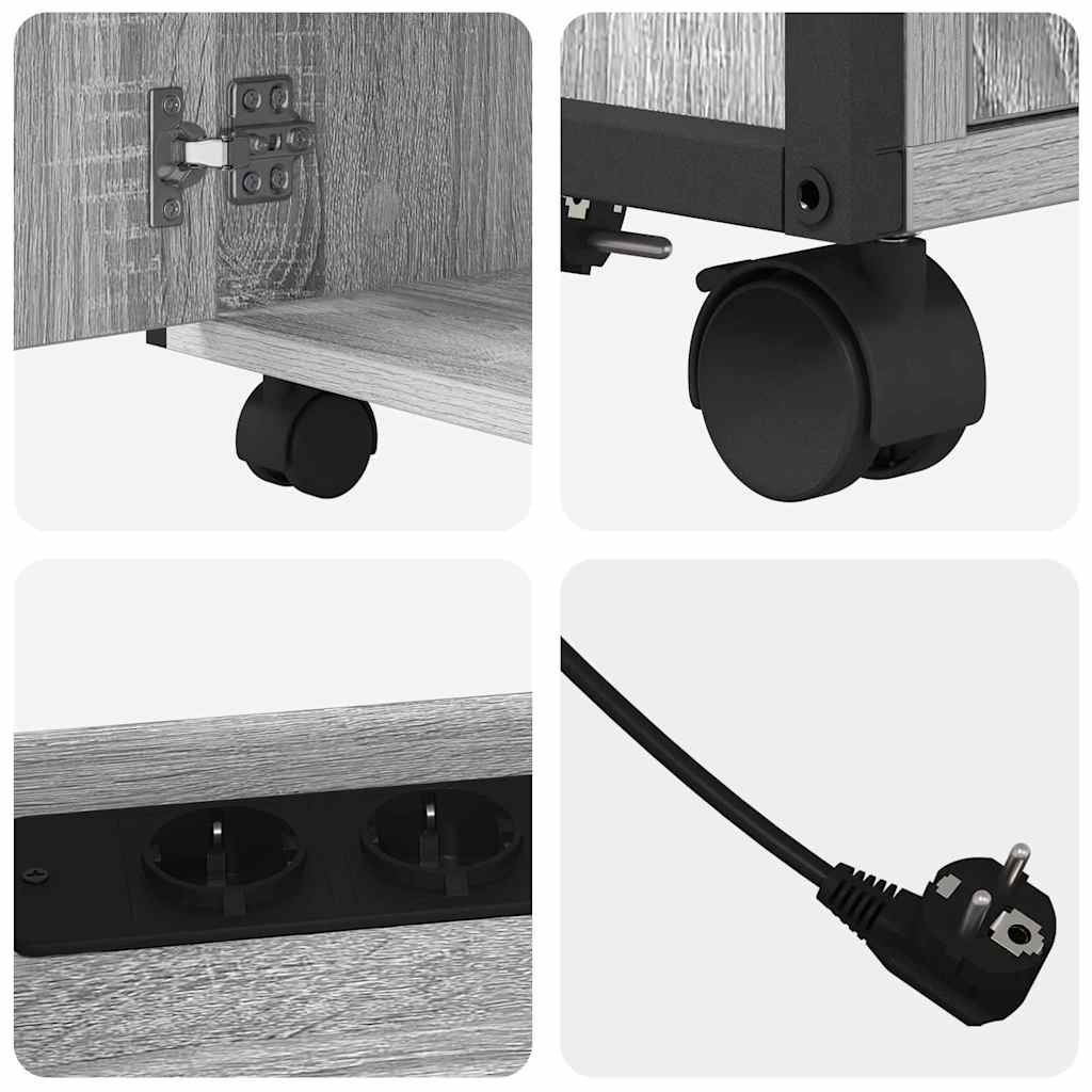 Cabinet with Charging Station and Wheels Grey Sonoma 61 x 46 x 67 cm
