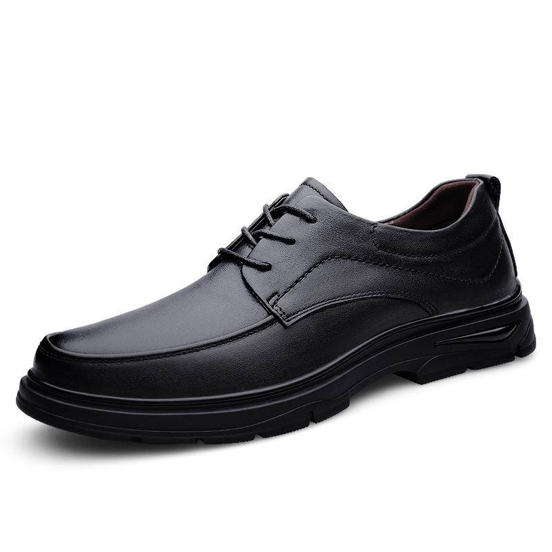 

Autumn Men s Casual Leather Shoes Fashion Versatile Trendy Men s First Layer Cowhide Leather Shoes Round Head Versatile Lace-Up Leather Shoes 38 чорний