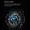 SMAEL Heren Dubbele Display Horloges Sport Waterdicht LED Licht Wekker Dubbele Tijdweergave Week Automatische Datum Polshorloges 8049 Sport Polshorloge