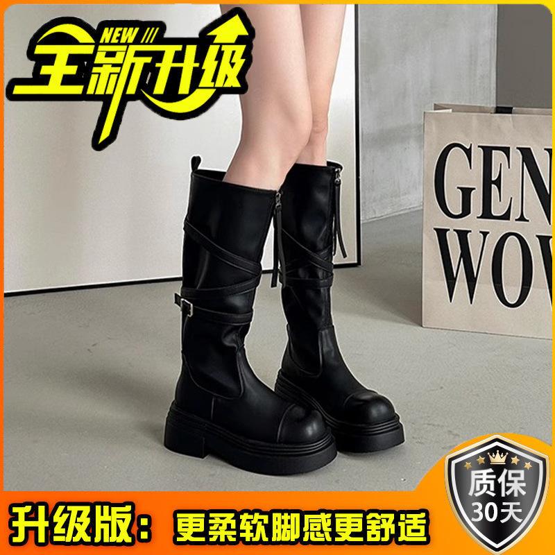 Fashion and retro design sense versatile casual women's knight boots summer new classic thick-soled heightened and thin boots