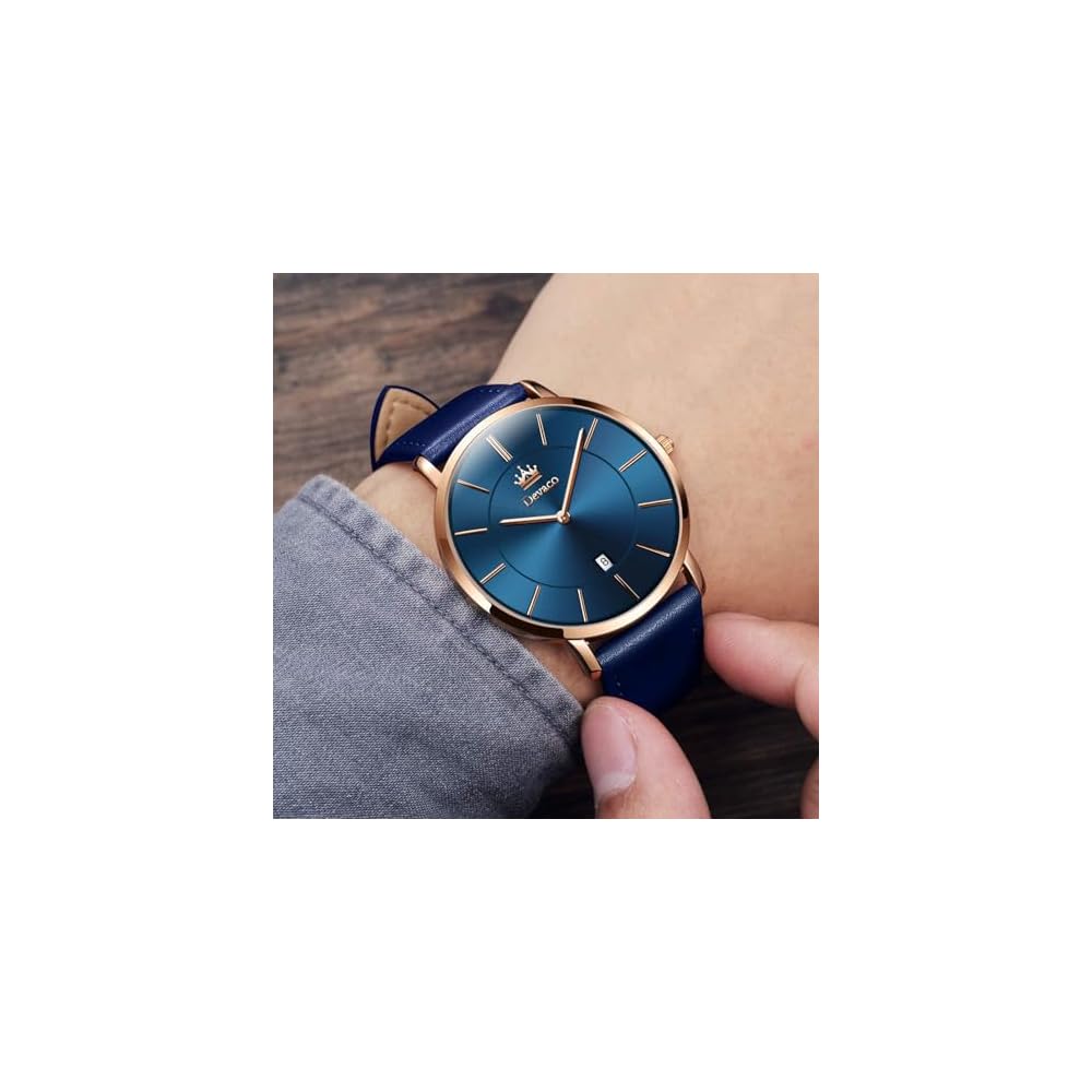 Men's Ultra-Thin 6.5mm Casual Business Watch Japanese Quartz Movement 40mm Leather Band