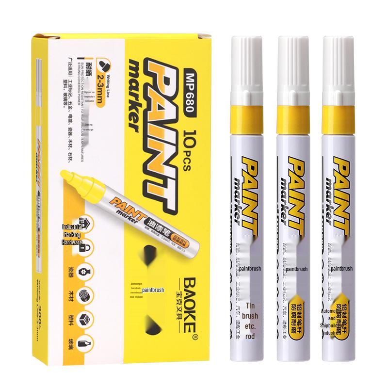 Bao Ke MP680 Waterproof Industrial Paint Marker - White & Gold Signature Pen
