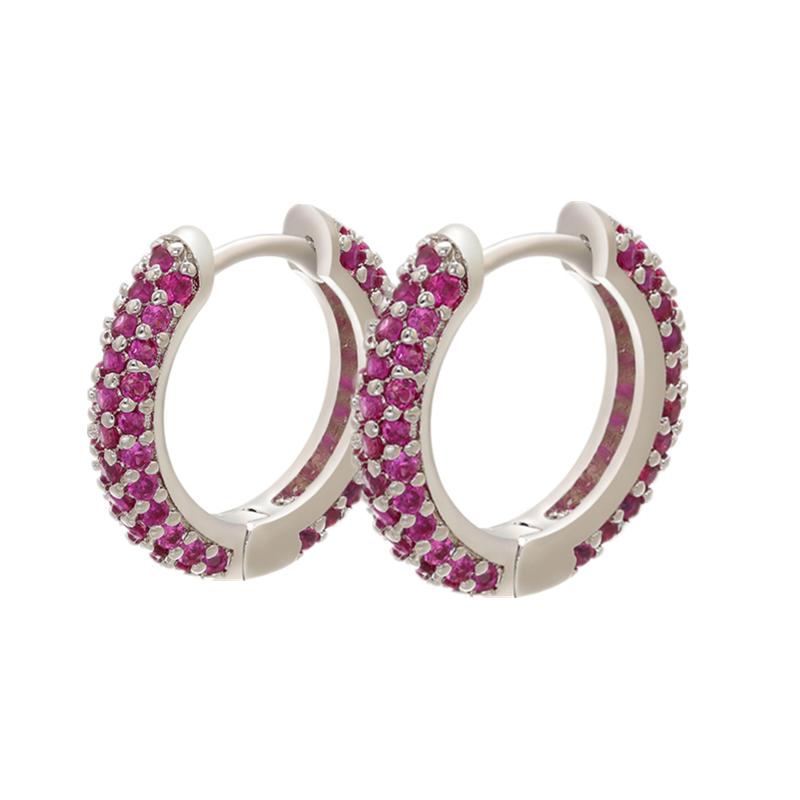 18K Gold Plated Brass Huggie Earrings with CZ Zircon Thin Ear Hoops Earring for Women Round Colorful Earring Piercing