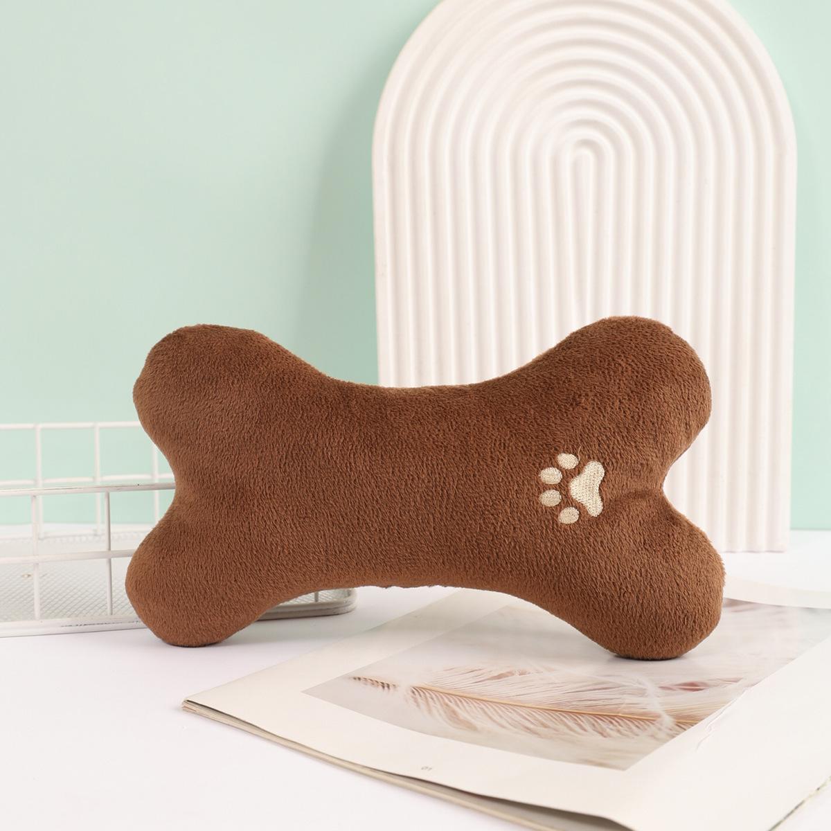 

Pet Pillow Chew Toy - Bone Shape Plush Dog Cat Toy, Non-Toxic Soft Chew Resistant Pillow Toy for Puppies Kittens, коричневый