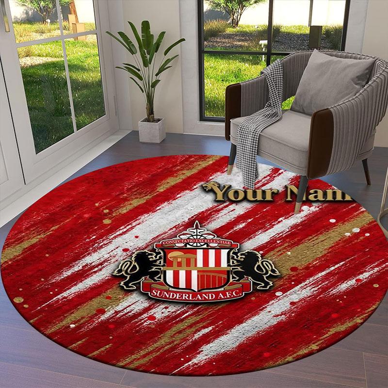 Sunderland A.F Custom Name Round Area Rug,Carpet Rug for Living Room Bedroom Sofa Playroom Decor,Non-slip Floor Mat