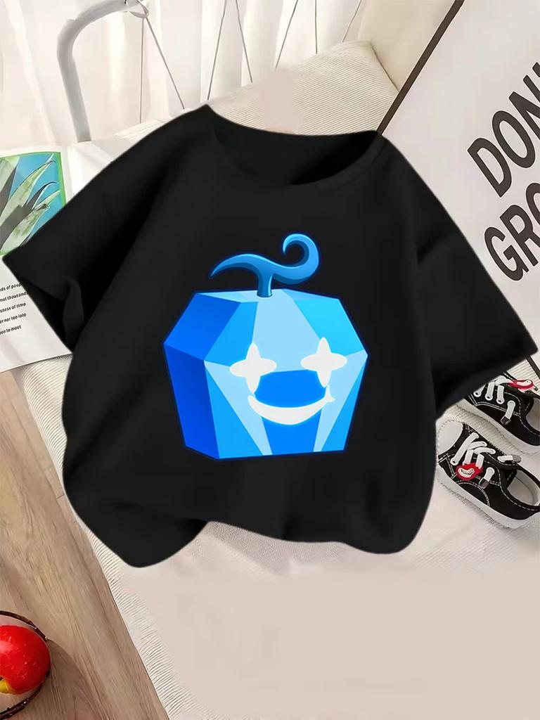 Süße Obstbox Kinder Kurzarm T-Shirt Sommer Niedlich Cartoon Rundhalsausschnitt Jungen Mädchen 3-14