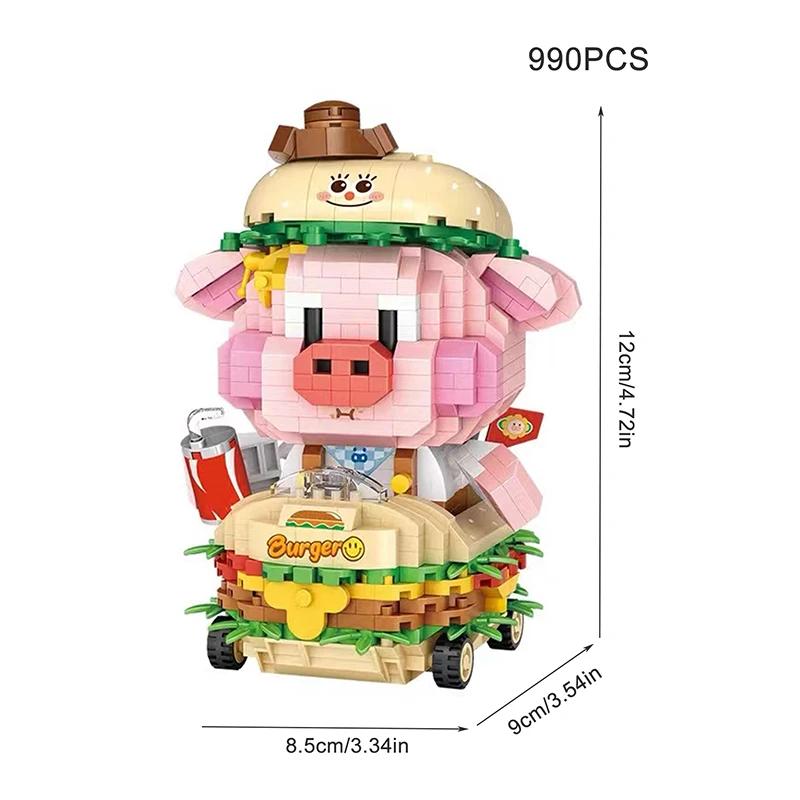Mini Building Blocks Cute Piggy Set DIY Creative Animal Model Assembled Ornaments Toys and Gifts for Adults and Children