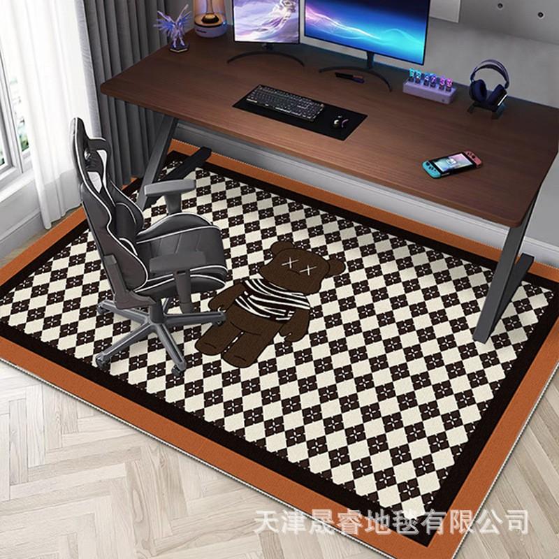 Gaming Room Rug Chair Mat Floor Protection Non-Slip Geometric Crystal Velvet Carpet Living Bedroom Study