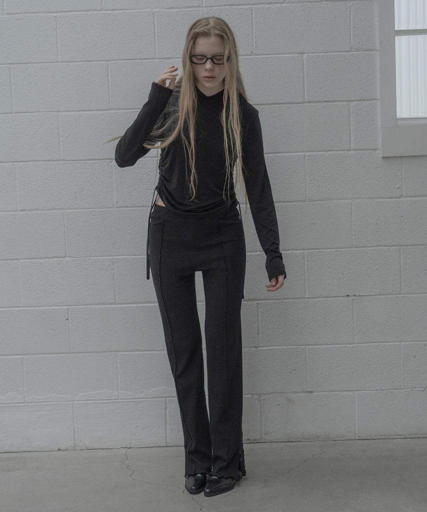 Mosyupamosyu Interlock Slit Knit Pants [Black]