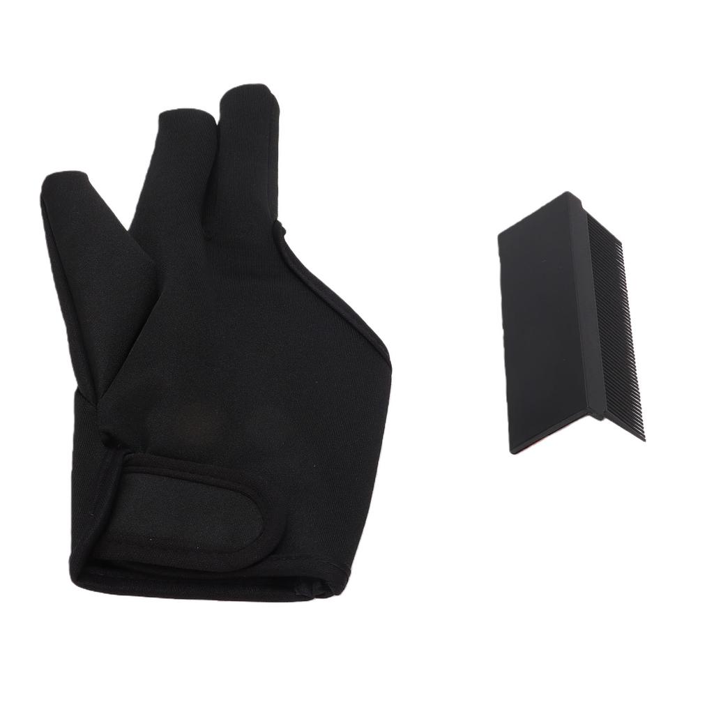 3 Finger Barber Glove Heat Resistance Gloves with Flat Iron Comb Attachment for Hair Styling Black