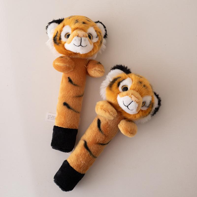 Cute Animal Tiger Panda Head Massage Stick Plush Toy Doll Children Soothing Doll Birthday Gift