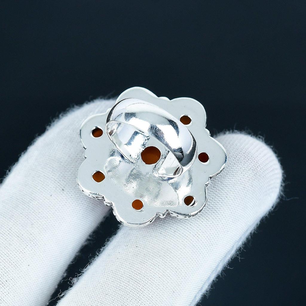 Natural Carnelian Gemstone Handmade 925 Sterling Silver Ring - Bohemian Jewelry Ring - Handmade Boho Jewelry for Women & Men, Party Wear Gifts