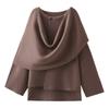 European and American style, French style, women's clothing, fashionable versatile scarf medium and long knitted woolen coat
