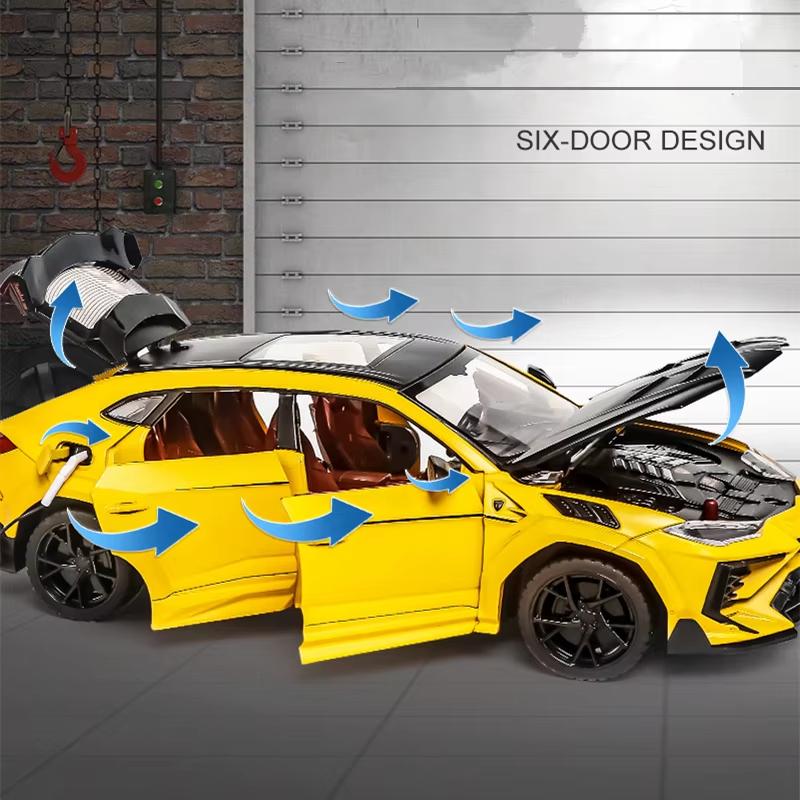 1:24 Lamborghini URUS Suv Modified Version Die-cast Metal Alloy Model Car Sound and Light Pull Back Seven Doors Collection Children's Toys Boys Gift