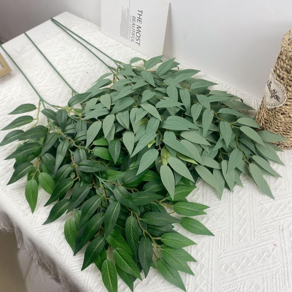20pcs Direct Sales Simulation Green Plant Leaf Silk Screen Printing Single Branch Binary 18 Mesh Willow Leaf Home Outdoor Decoration