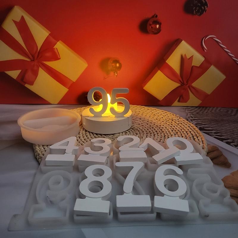 Birthday Cake Silicones Molds Sqaure Base Molds, Number Silicones Molds for Candle Holder Tealight Holder Decorations