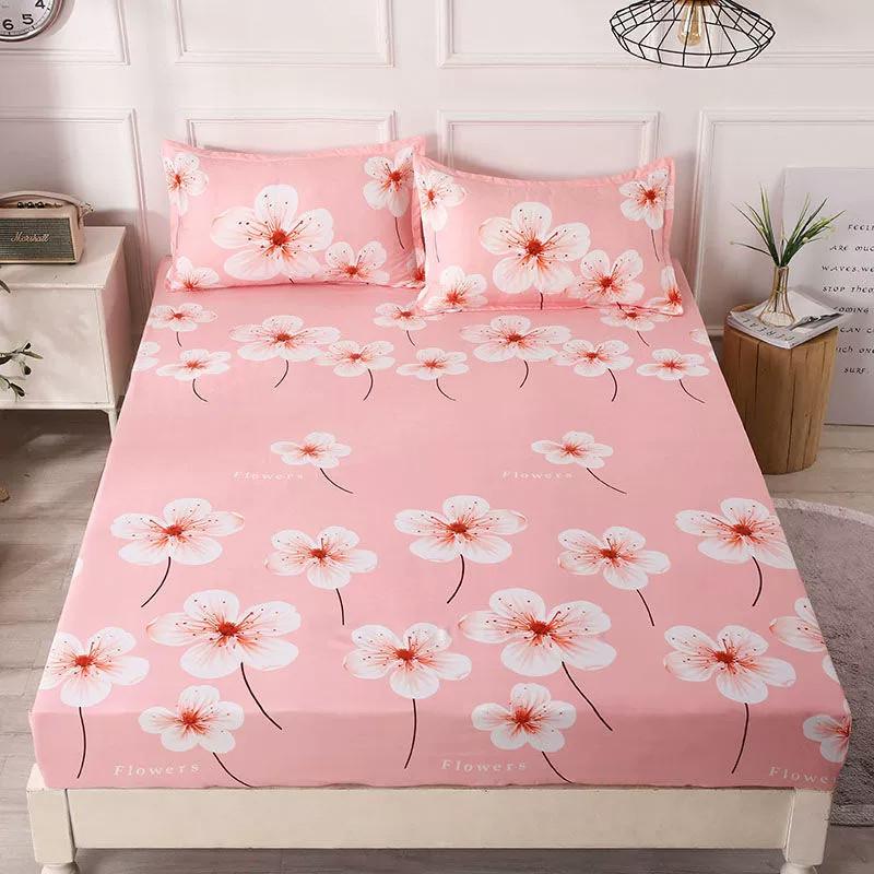 Print Flower Strawberry Bed Cover Dustproof Fabric Bedspread Protective Mattress