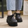 Johnature Thick Soled Hollow Hole Shoes Genuine Leather Lace Up Comfortable Women's Platform Sandals