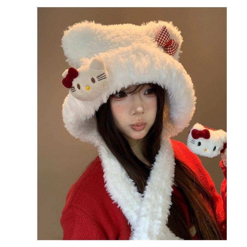 Women’s Hat Teddy Bear Bowknot Beanie - New Autumn Winter Collection Cute Warm Ear-protecting Plush Knit Hat