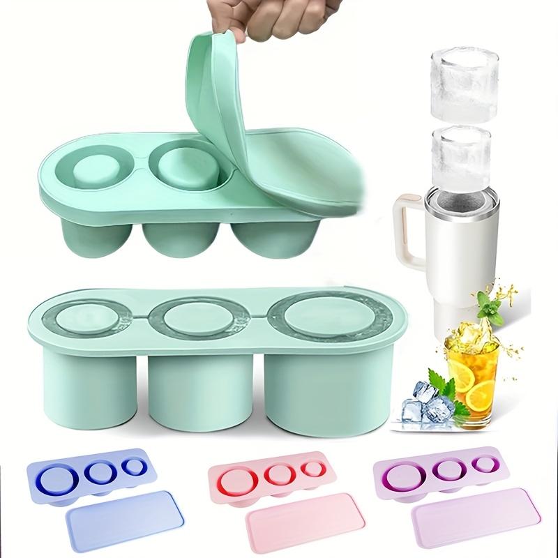 3pcs, Universal Portable Water Cup Special Ice Mold, Ice Tray, Silicone Hollow Cylindrical Ice Box with Lid and Ice Bucket