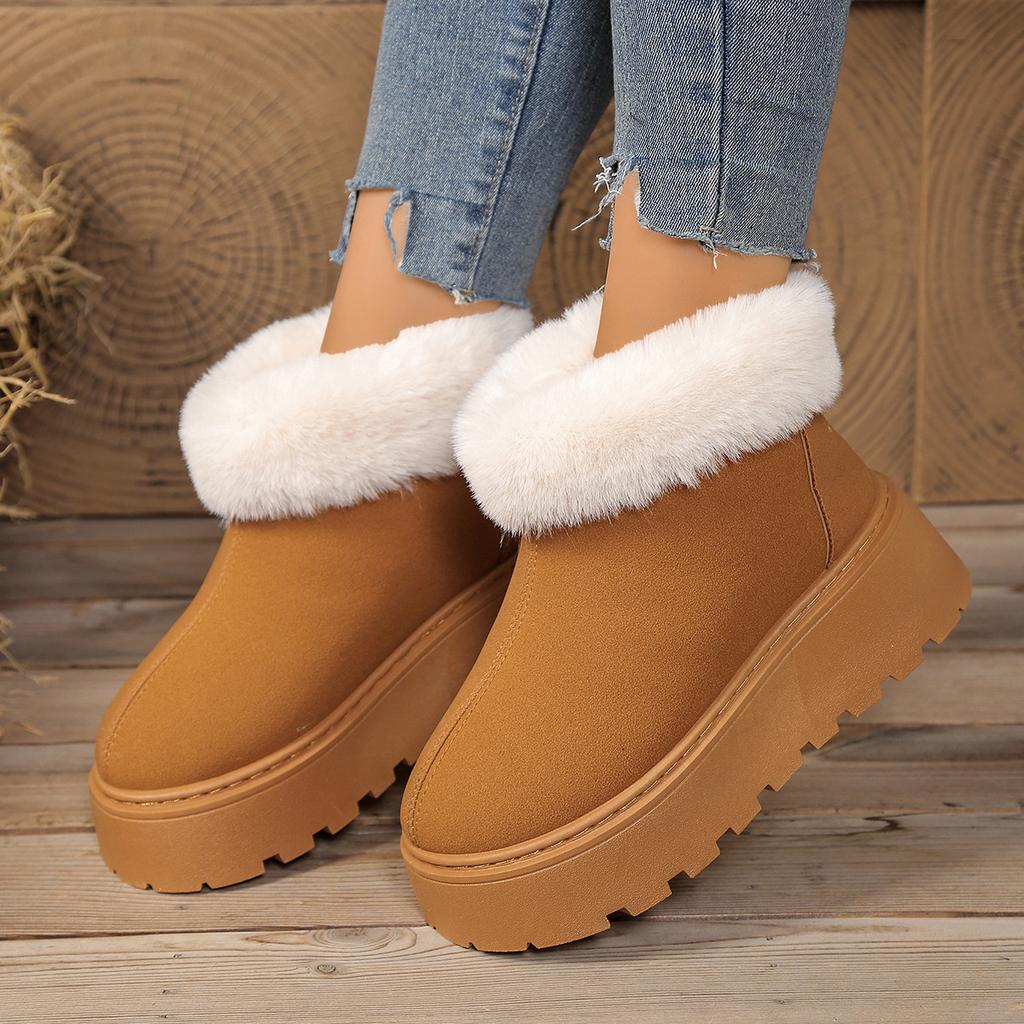 Short-sleeved Warm Snow Boots for Women, Large-sized Short Plush Thick-soled Women's Boots, Cotton Shoes
