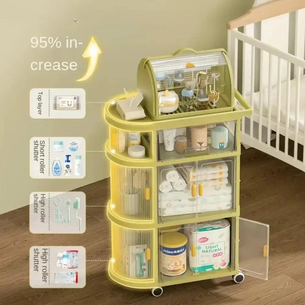 Children Storage Cart PP Material Floor Standing Bedroom Home Trolley Multi-storey Portability Foldable Products Storage Shelves