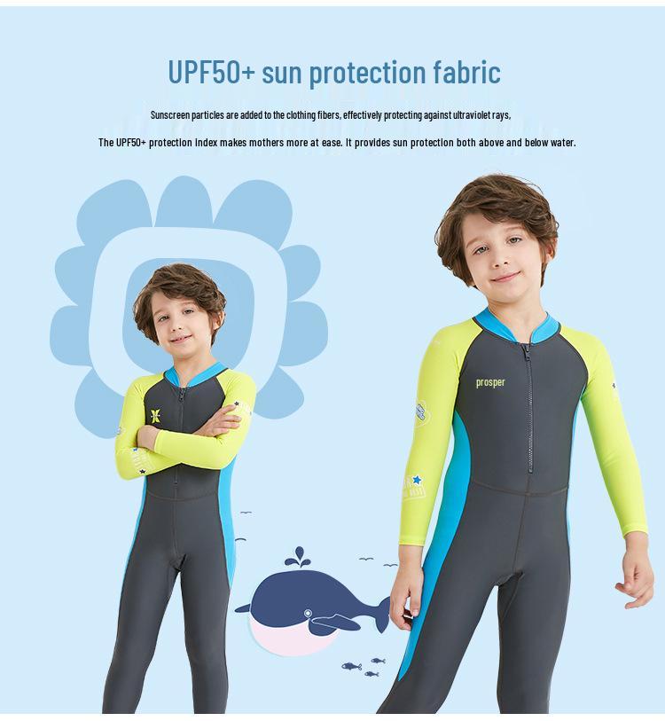 Children's Quick-Dry Long-Sleeve Swimsuit - Sun Protection, Summer One-Piece Dive Suit for Kids