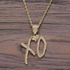 High Hip Hop XO Letter Pendant Necklace for Women Men, Fashion Creative Cubic Zirconia Exaggerated Hip Hop Rock Gift Jewelry