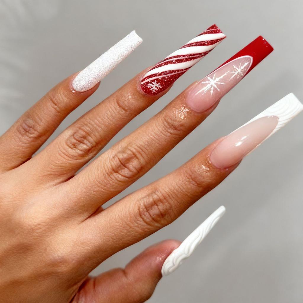 24 Pieces Of Manicure, Nail Piece European And American Style Christmas Day Collection Rectangular Wearing Armor