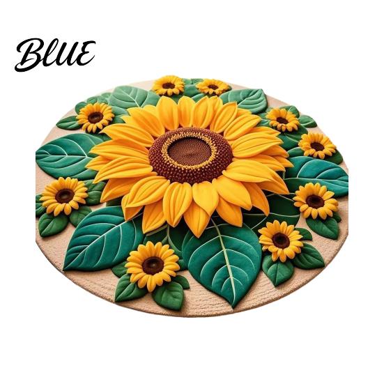 Floral Patterned Bathroom Diatomaceous Earth Absorbent Quick Sunflower Area Rug 3D Dry Plush Floor Decoration