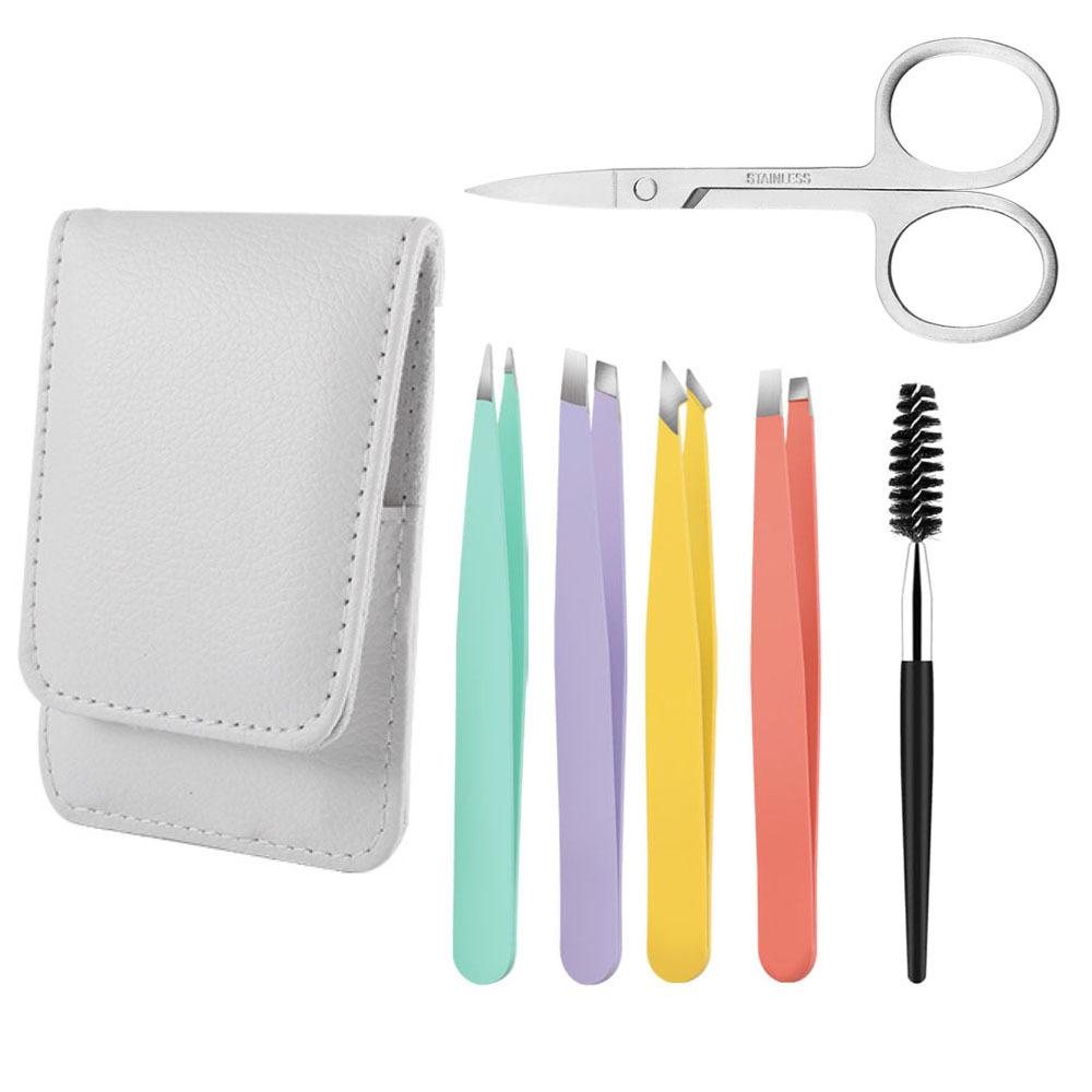 6PCS rofessional Tweezers Set Stainless Steel Precision Tweezer Kit for Eyebrows Facial Hair with Travel Case