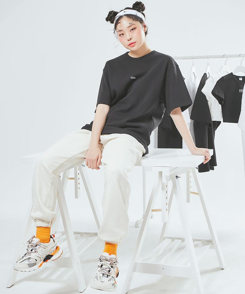 Kagamiel Oversized Straight Line T-Shirt Black